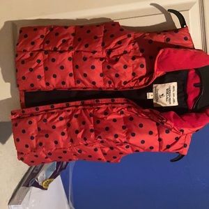 Red and black polka dot vest